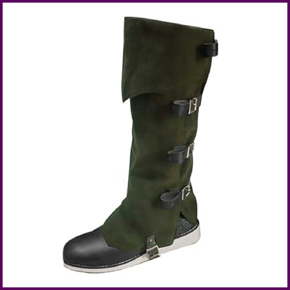 Men\'s Medieval Boot Covers, Faux Leather Cosplay Leg Gaiters, Adjustable